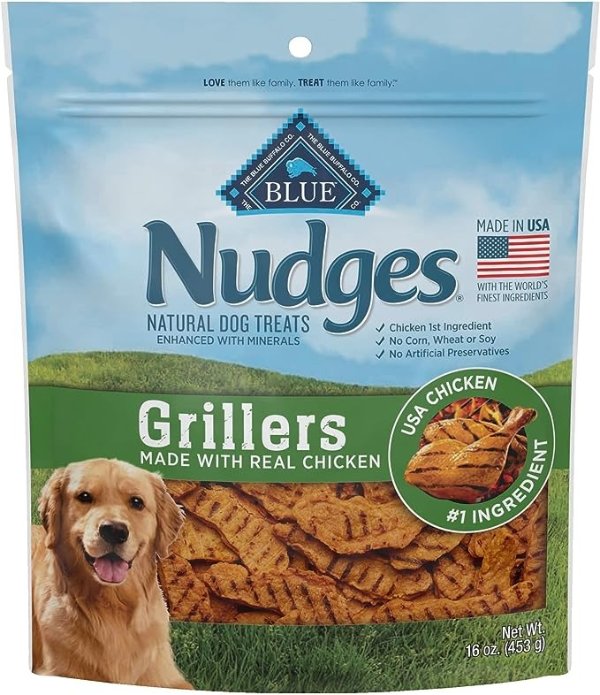 Blue Buffalo Nudges Grillers Natural Dog Treats, Chicken, 16oz Bag
