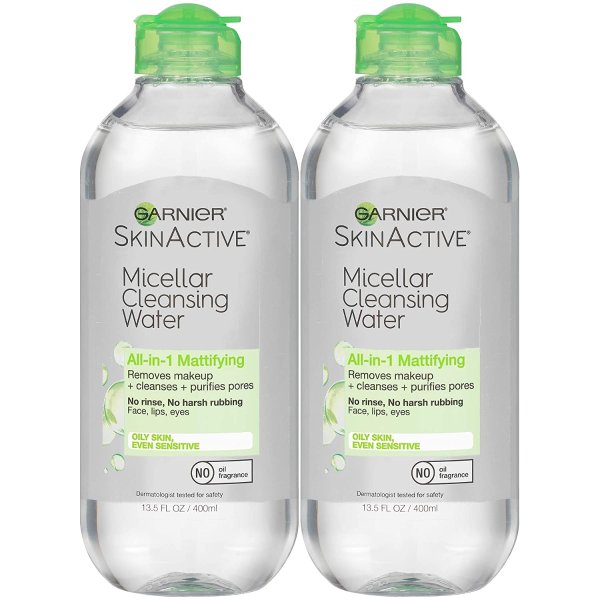 SkinActive Micellar Cleansing Water for Oily Skin, 13.5 Ounce (Pack of 2)