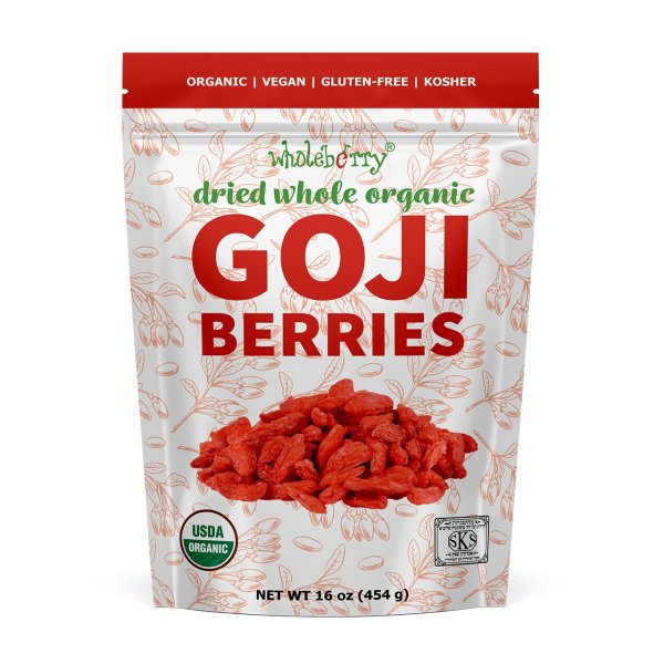 Organic Goji berries 16oz - Nutrient-dense Superfood - wholeberry.com