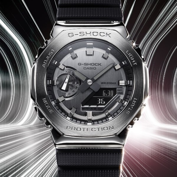 GM-2100-1AJF G-Shock Men's Watch, Metal Cover, Black
