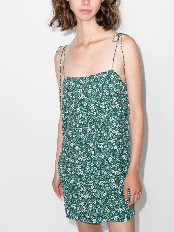 Angean floral-print square-neck mini dress
