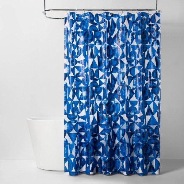 PEVA Shower Curtain Geometric Blue - Room Essentials&#8482;