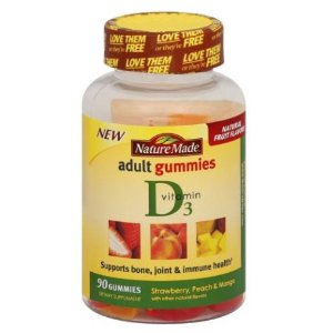 Nature Made Vitamin D3 Adult Gummies,Strawberry, Peach and Mango, 90 Count