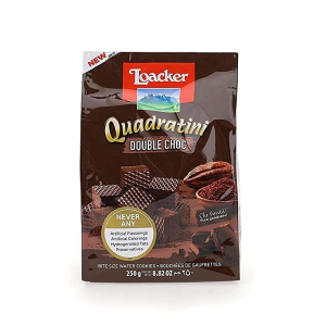 Loacker Quadratini Premium Double Choc Wafer Cookies, 250g/8.82oz