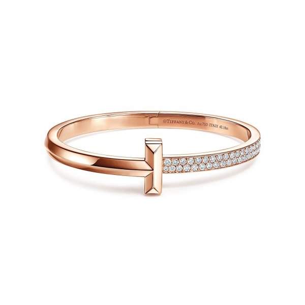 Tiffany T T1 Hinged Bangle in Rose Gold, Wide | Tiffany & Co.