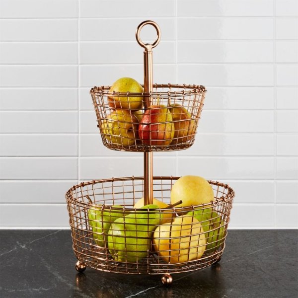Bendt 2-Tier Copper Fruit Basket + Reviews | Crate & Barrel