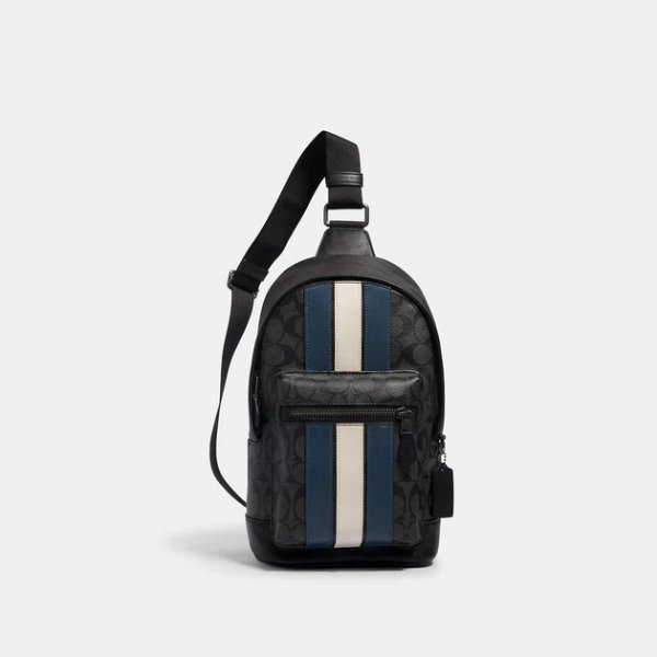 west pack in signature canvas with varsity stripe