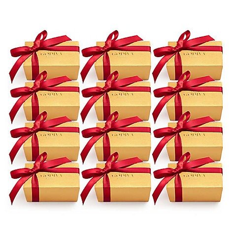 Assorted Chocolate Gold Favor, Red Ribbon, 2 pc | GODIVA