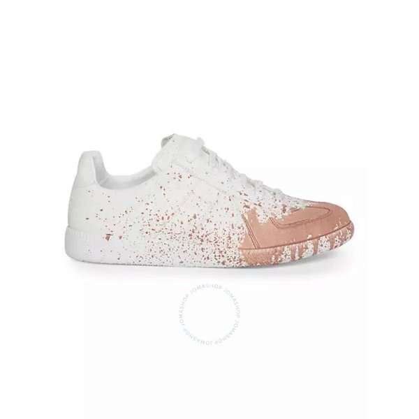 Ladies White / Coquille Replica Paint Low-Top Sneakers