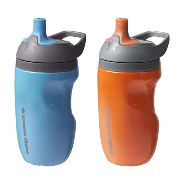 Insulated Sportee Toddler Water Bottle with Handle, Boy - 12M+, 2ct, Blue & Orange