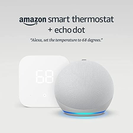 Smart Thermostat with Echo Dot (4th Gen, 2020 release) - Glacier White