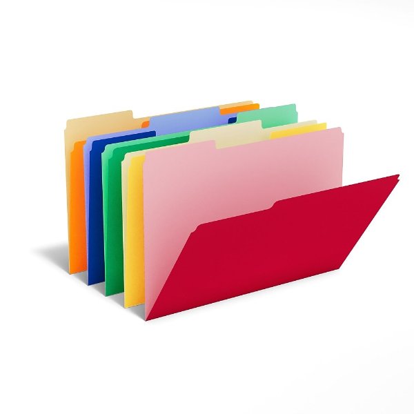 TRU RED™ File Folder, 1/3 Cut, Letter Size, Assorted Colors, 100/Box (TR875429)