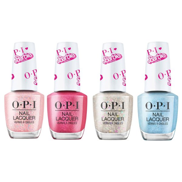 OPI Nail Lacquer, OPIxBarbie Limited Edition Collection, Best Day Ever, Welcome to Barbie Land, Every Night is Girls Night & Yay Space, 0.5 fl oz