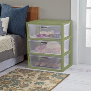 Sterilite Wide 3 Drawer Tower Red Currant