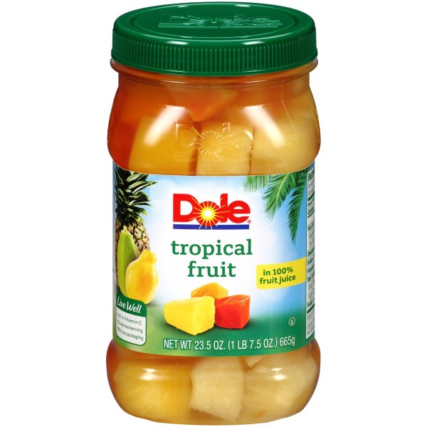Tropical Fruit in 100% Fruit Juice, Jarred Pineapple and Papaya, 23.5 Oz Jar