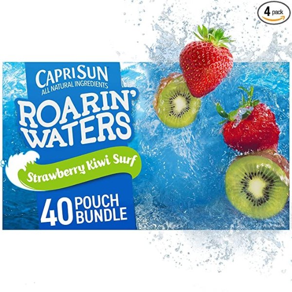 Roarin' Waters Strawberry Kiwi Surf Naturally Flavored Water Beverage,6 Fl Oz (Pack of 4)