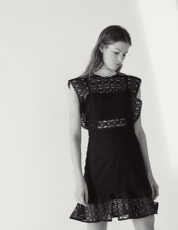 Lace dress with sheer effect