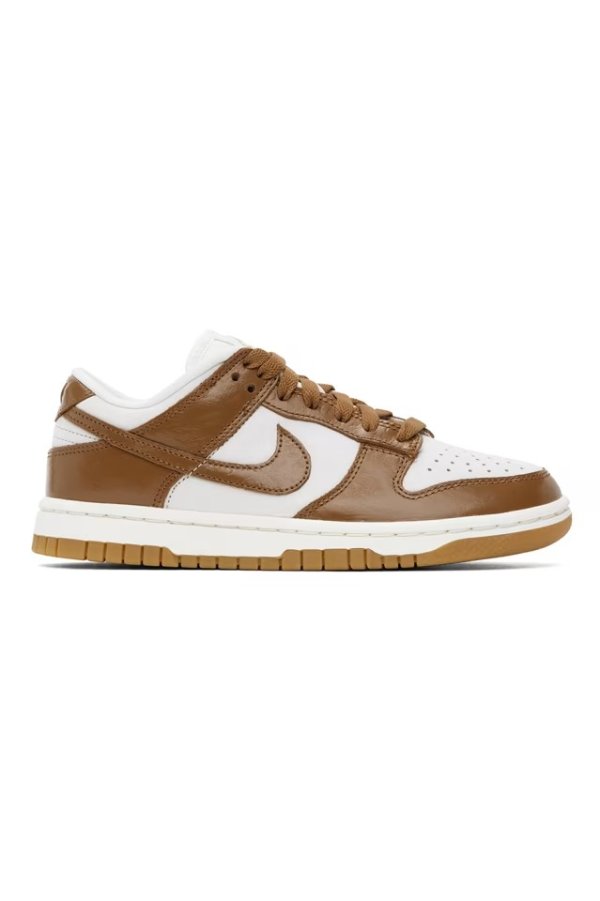White & Brown Dunk Low Sneakers