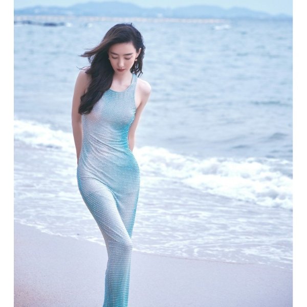 Crystal-embellished gradient-mesh maxi dress