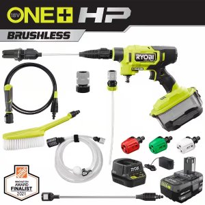 RyobiONE+ HP 18-Volt Brushless EZClean 600 PSI 0.7 GPM Cordless Electric Power Cleaner w/ 4.0Ah Battery, Charger, Accessories