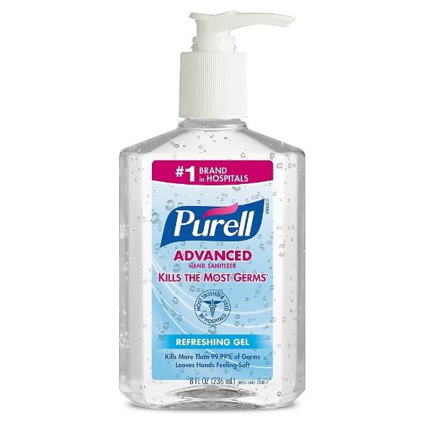 Advanced Gel Hand Sanitizer, Clean Scent, 8 oz. (9652-12)