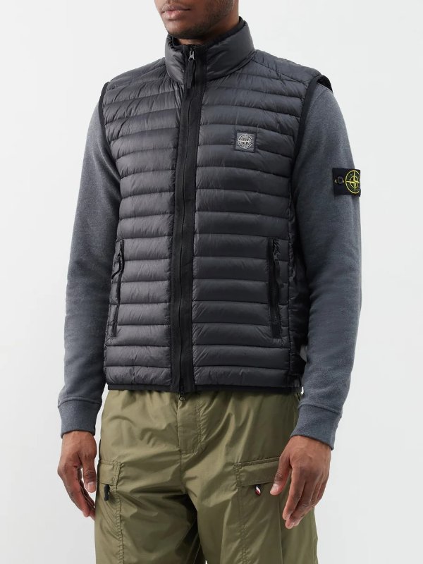 Logo-patch quilted down gilet | Stone Island