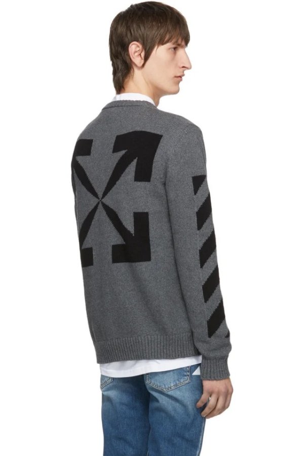 Grey Melange Arrows Sweater