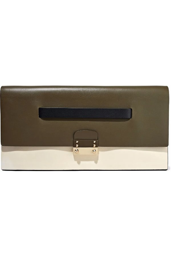 Mime color-block leather clutch
