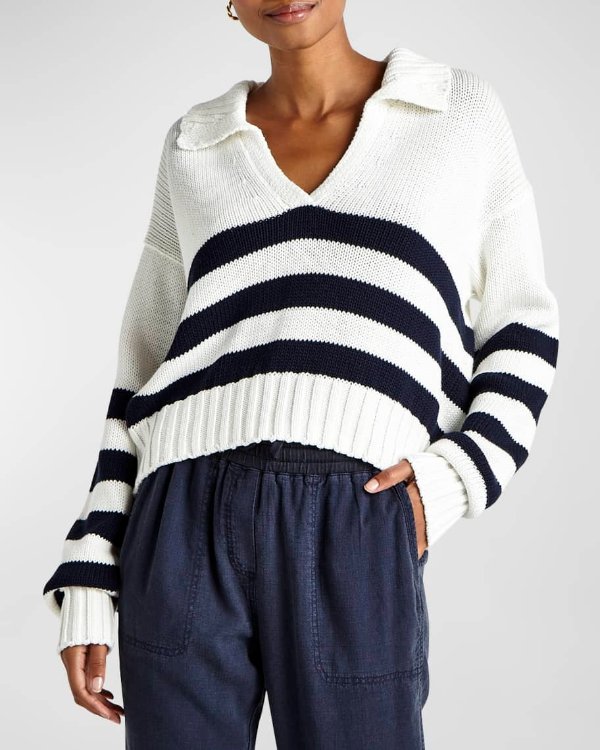 Parker Polo Stripe Cotton Sweater