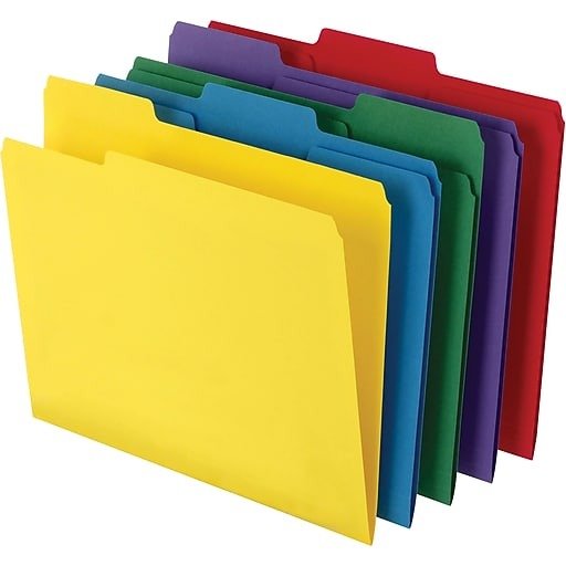 Staples Heavyweight Colored File Folders; Letter, 3 Tab, 50/Box