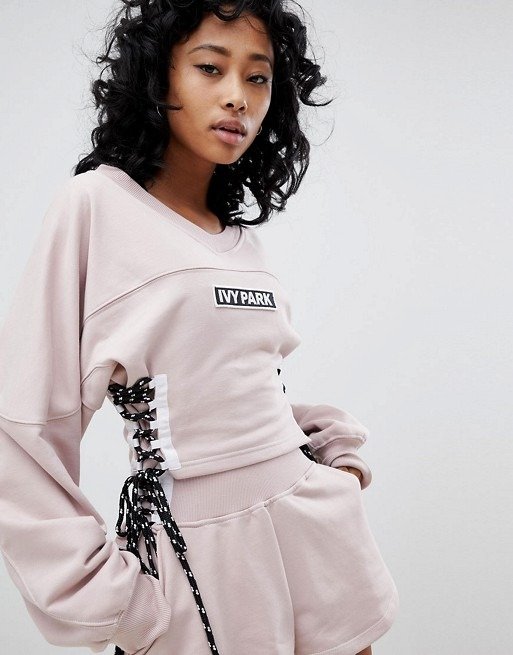 Sweatshirt With Lace Up Sides at asos.com