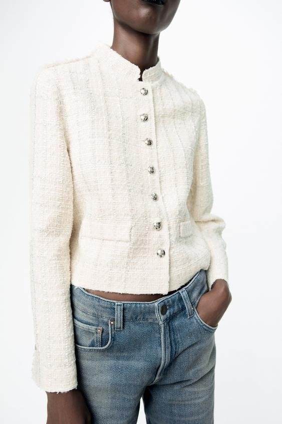 TEXTURED CROPPED JACKET ZW COLLECTION