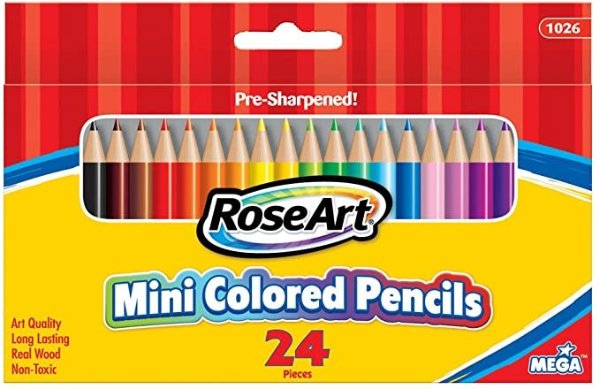 RoseArt 3.5-Inch Mini Colored Pencils Assorted Colors 24-Count Packaging May Vary (1026VA-48)