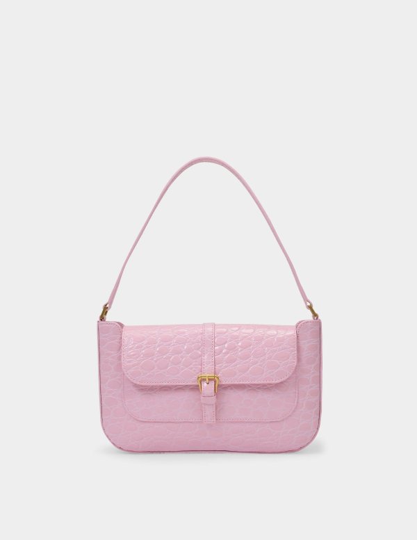 Miranda Bag in Peony Pink Circular Croco Embossed Leather