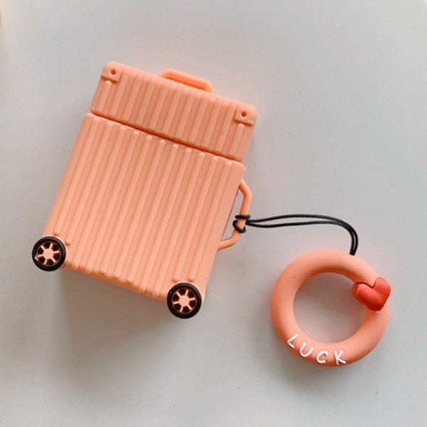 For Airpods Case Fashion Cute Suitcase Trunk Luggage Case For Apple Airpods Protective Cover With Finger Ring Strap