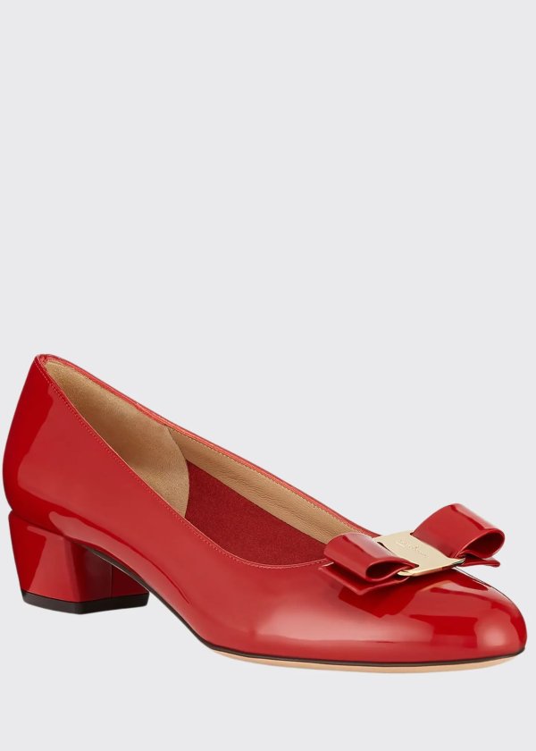 Vara 1 Patent Bow Pumps, Red (Rosso)