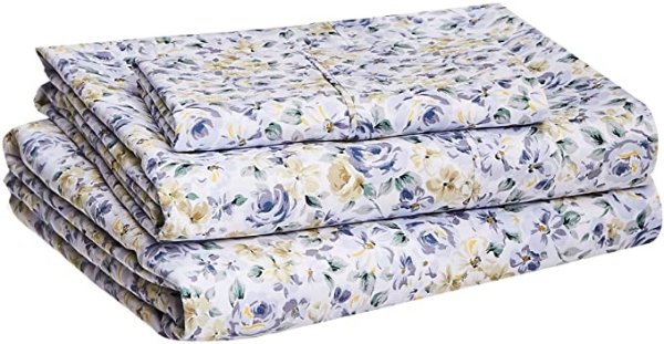 Lightweight Super Soft Easy Care Microfiber Sheet Set with 16" Deep Pockets - Twin, Blue Floral