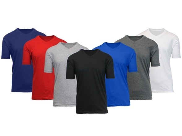3-Pack & 6-Pack Men's Loose Fit Short Sleeve V-Neck Classic Tee