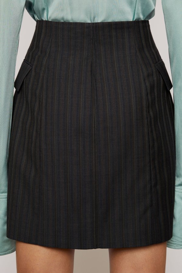 Pinstriped button-down skirt Navy blue
