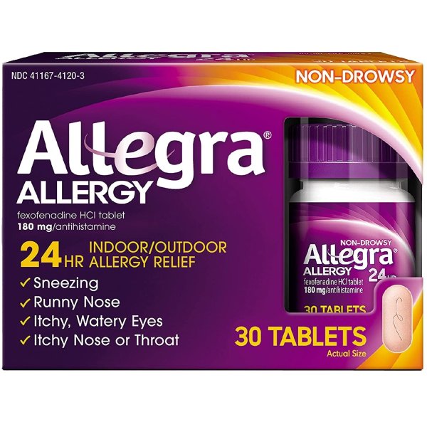 Adult 24 Hour Allergy Relief Tablets, Long-Lasting Fast-Acting Antihistamine for Noticeable Relief from Indoor and Outdoor Allergy Symptoms (wd), 40 Count