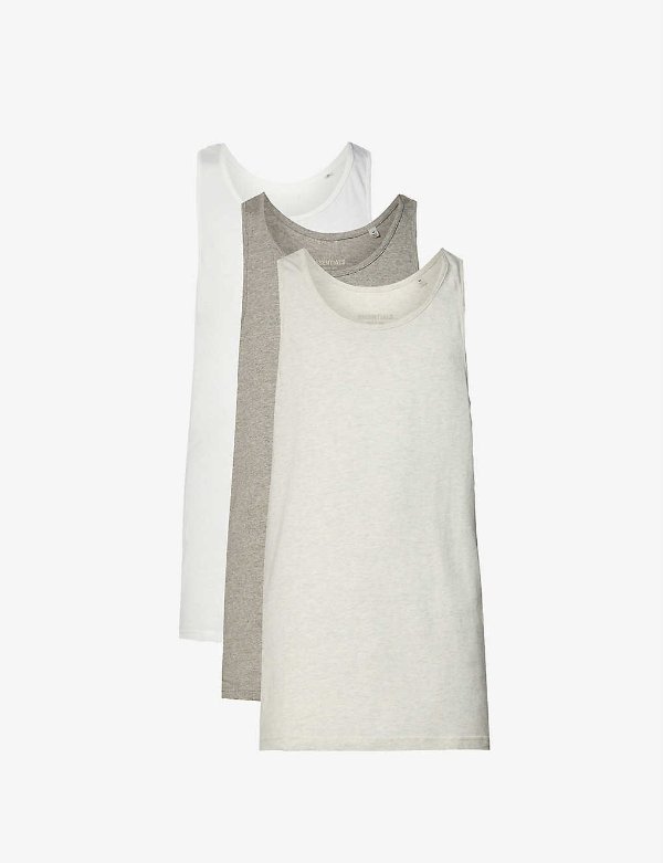 branded cotton-blend tank tops pack of three