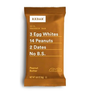 RXBAR Real Food Protein Bar, Peanut Butter, Gluten Free, 1.83oz Bars, 24 Count