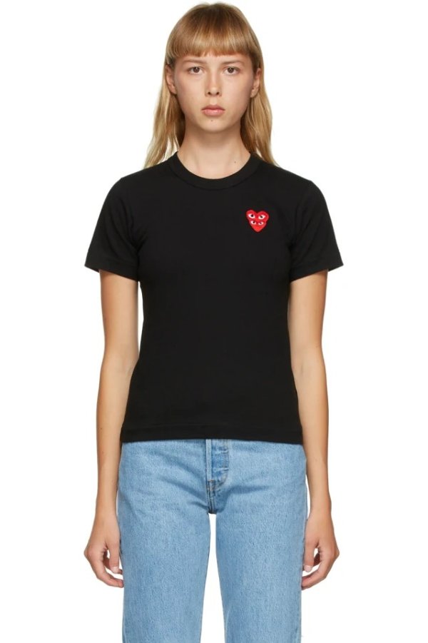 Black Layered Heart T-Shirt