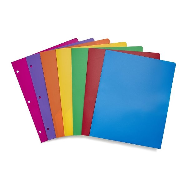 Poly 2-Pocket school Folder, Assorted Colors (52819)