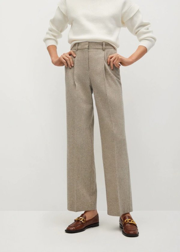 Flecked pleat trousers - Women | Mango USA
