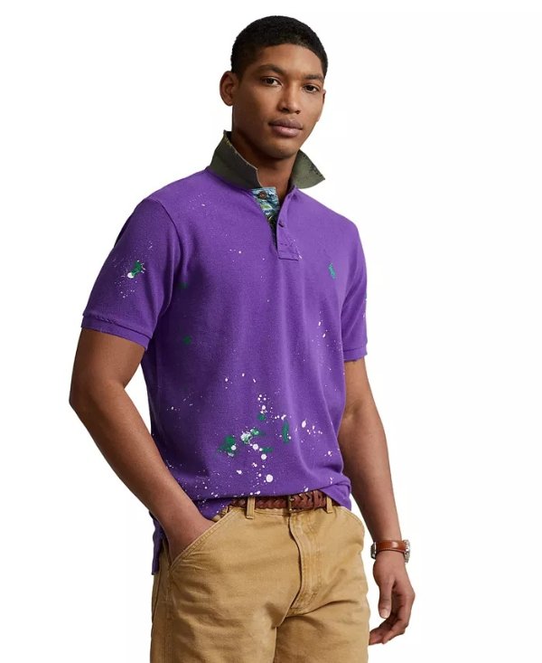 Men's Classic-Fit Painted Mesh Polo Shirt