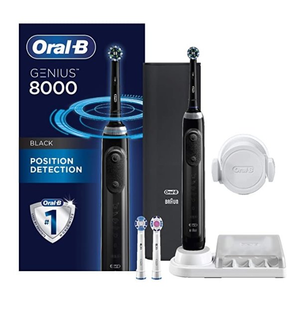 Genius Pro 8000 Electronic Power Rechargeable Battery Electric Toothbrush with Bluetooth Connectivity, Amazon Dash Replenishment Enabled