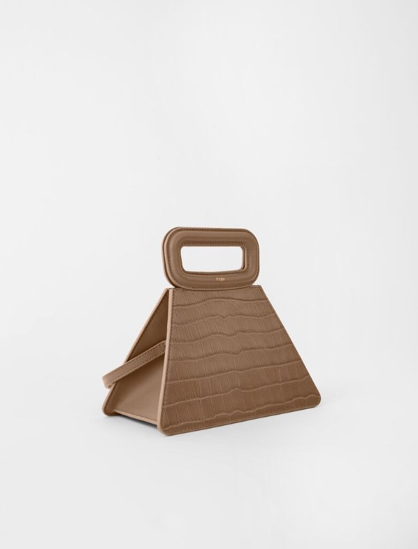 220ABAG Embossed leather pyramid handle bag