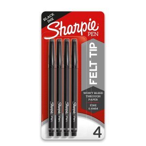 Sharpie 超细笔尖黑色签字笔 4支