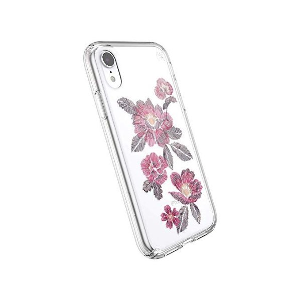 Products Presidio Clear + Print iPhone XR Case, EmbroideredFloral Fuchsia/Clear